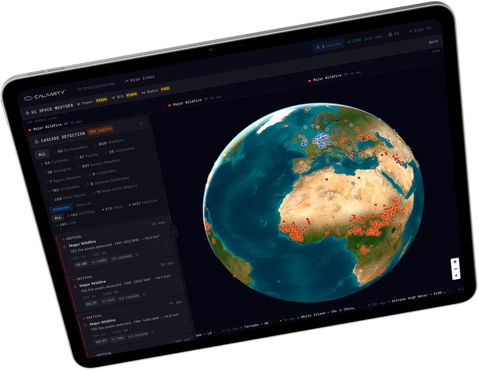 Calamity.live su iPad